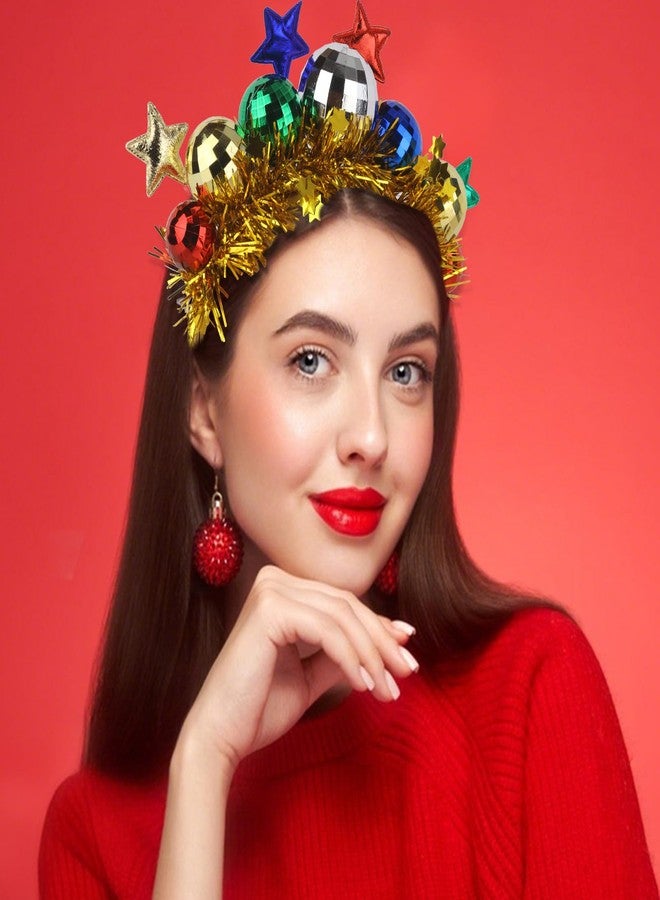 سيماتو طوق رأس سيماتو الذهبي بتصميم ديسكو لعيد الميلاد، طوق رأس على شكل نجمة للنساء، آخر إكسسوارات الشعر لحفلات رأس السنة الجديدة، طوق شعر للحفلات والعطلات - Image 5